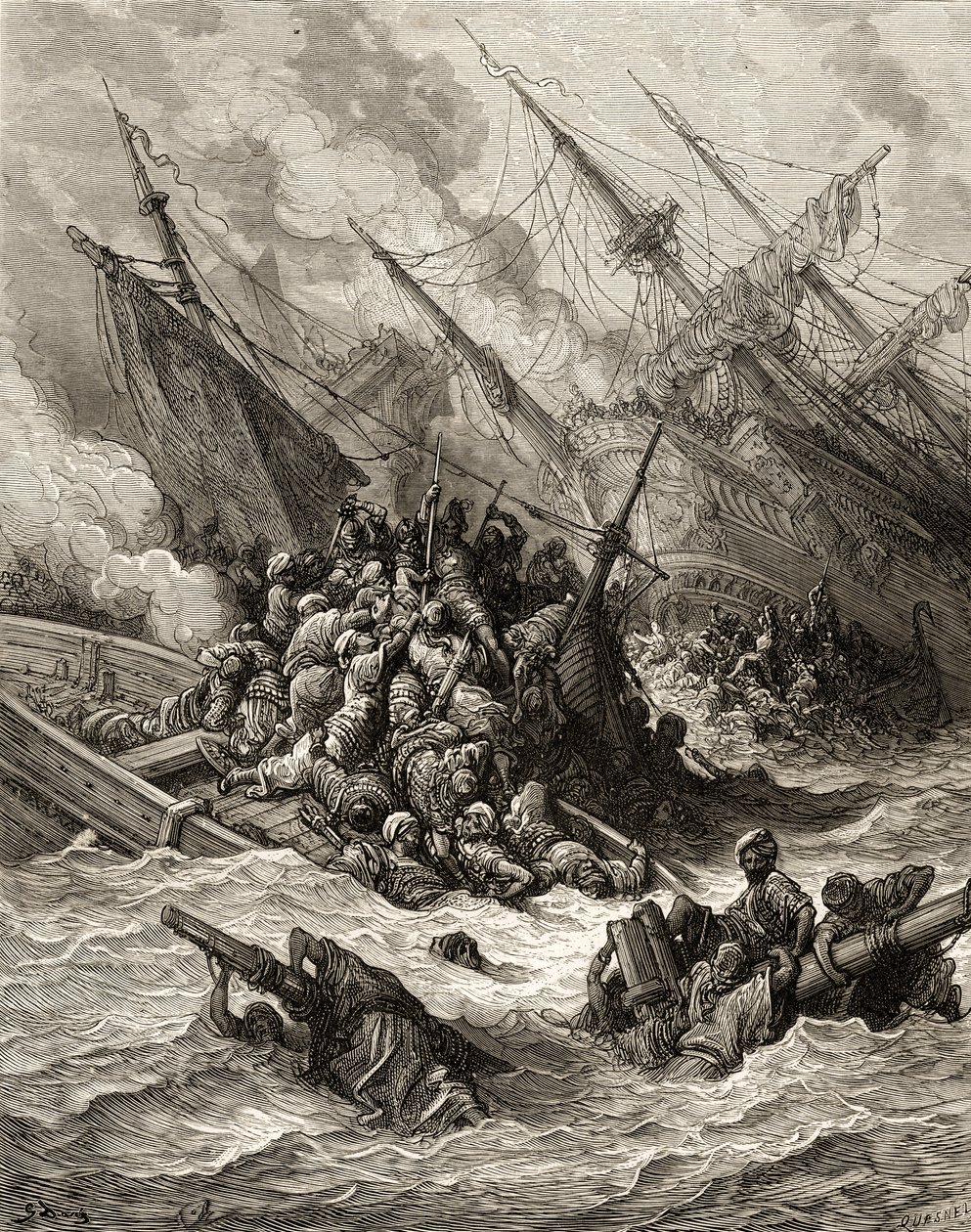 Slaget ved Lepanto i 1571, illustration fra 