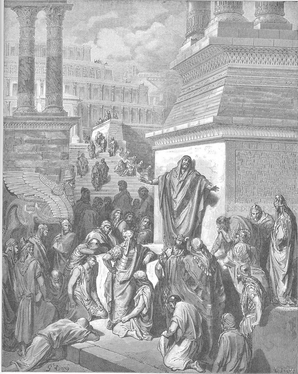 Jonas prædiker for ninevitterne af Gustave Dore