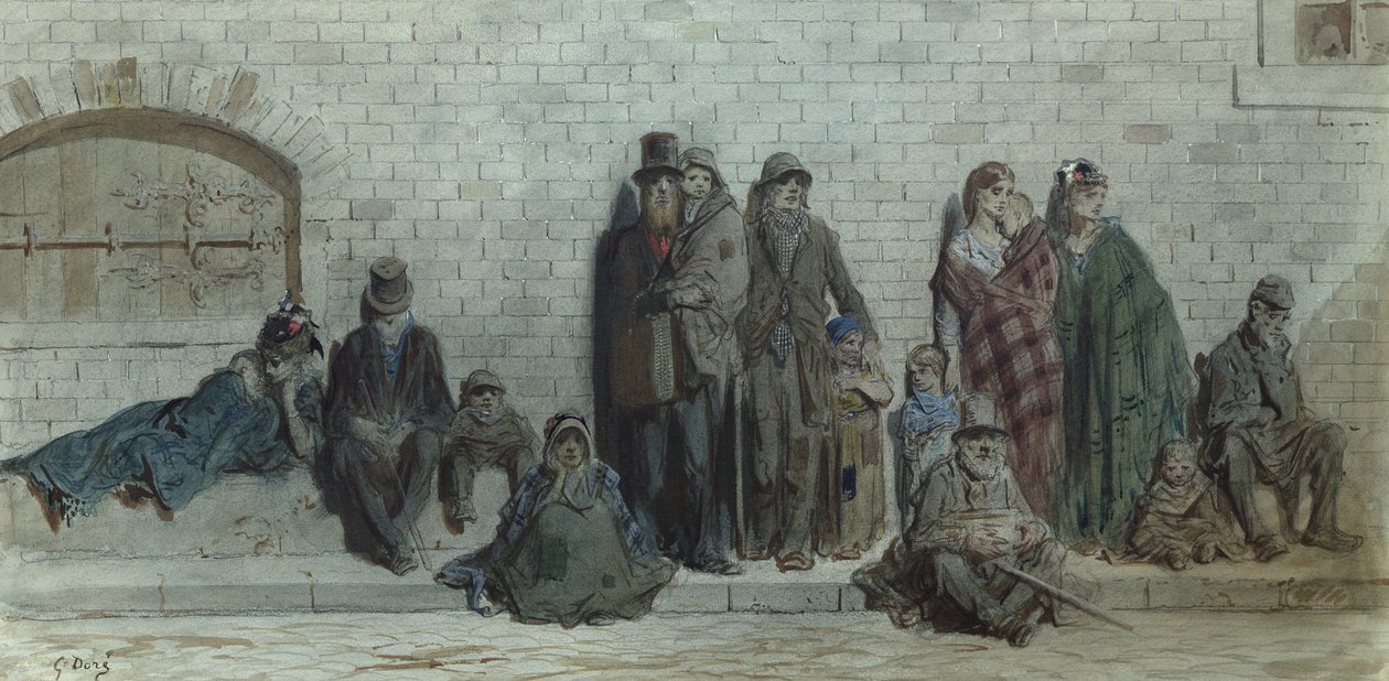 London Street Scene, ca. 1868-72 (wc und gouache på papir) af Gustave Dore