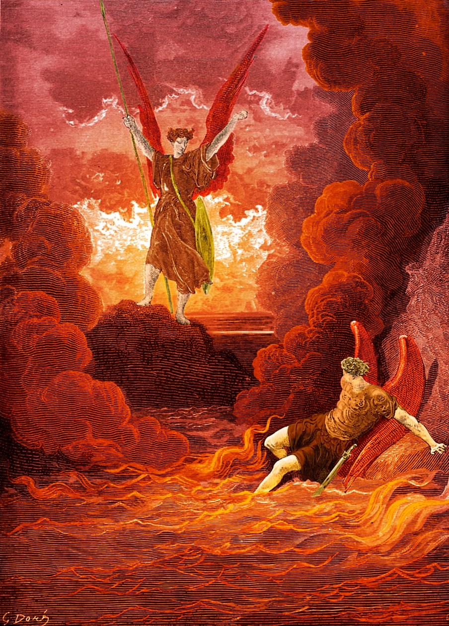 Paradise Lost: Satan og Beelzebub. af Gustave Dore