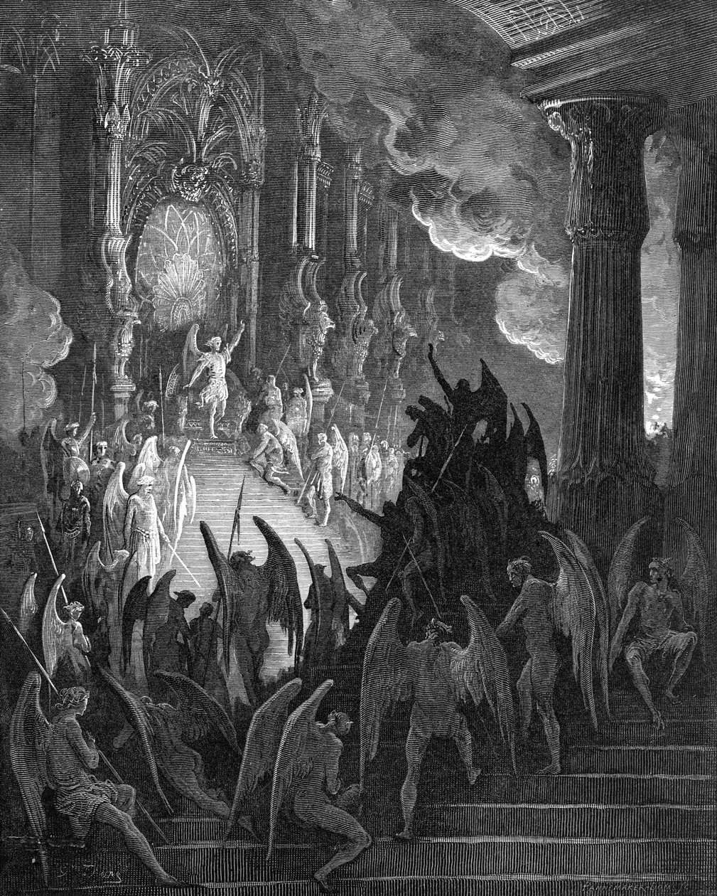 Paradise Lost: Satan in Council, gravering af Gustave Doré af Gustave Dore