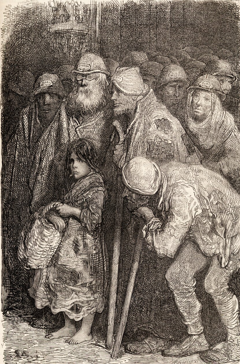 Spanske tiggere fra Burgos, Spanien i det 19. århundrede, 1878 (træstik) af Gustave Dore