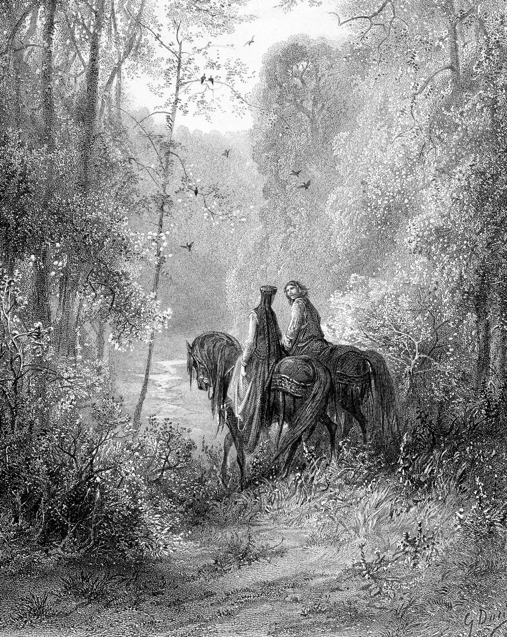 De undrede sig i skoven, som virkede som et blomsterparadis af Gustave Dore