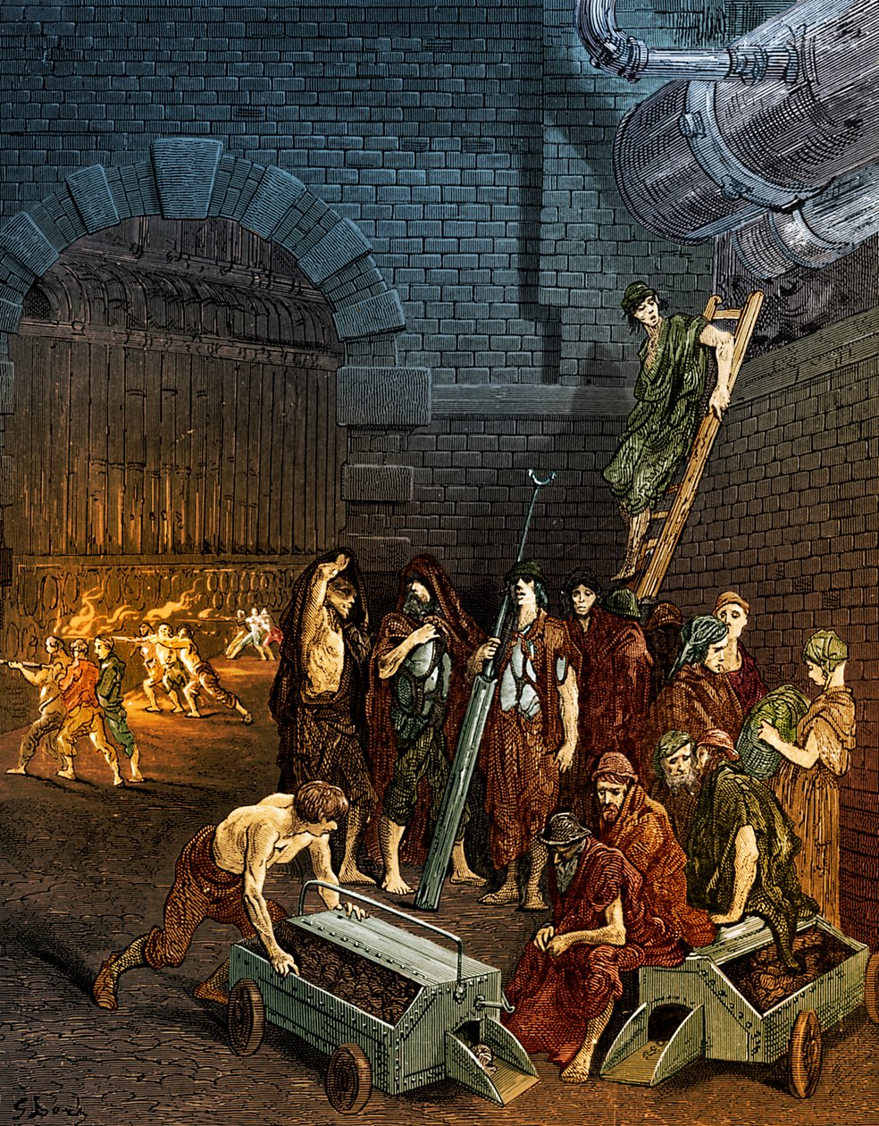 Victoriansk London Lambeth Gasworks gravering af Gustave Doré af Gustave Dore