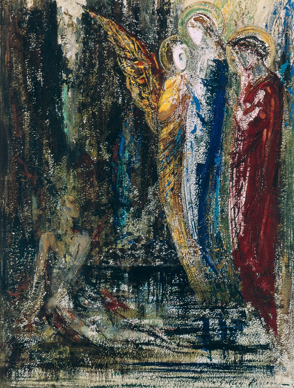 Job og englene, ca. 1890 af Gustave Moreau