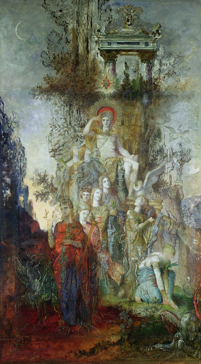 Muserne forlader deres far Apollo for at gå ud og oplyse verden, 1868 af Gustave Moreau
