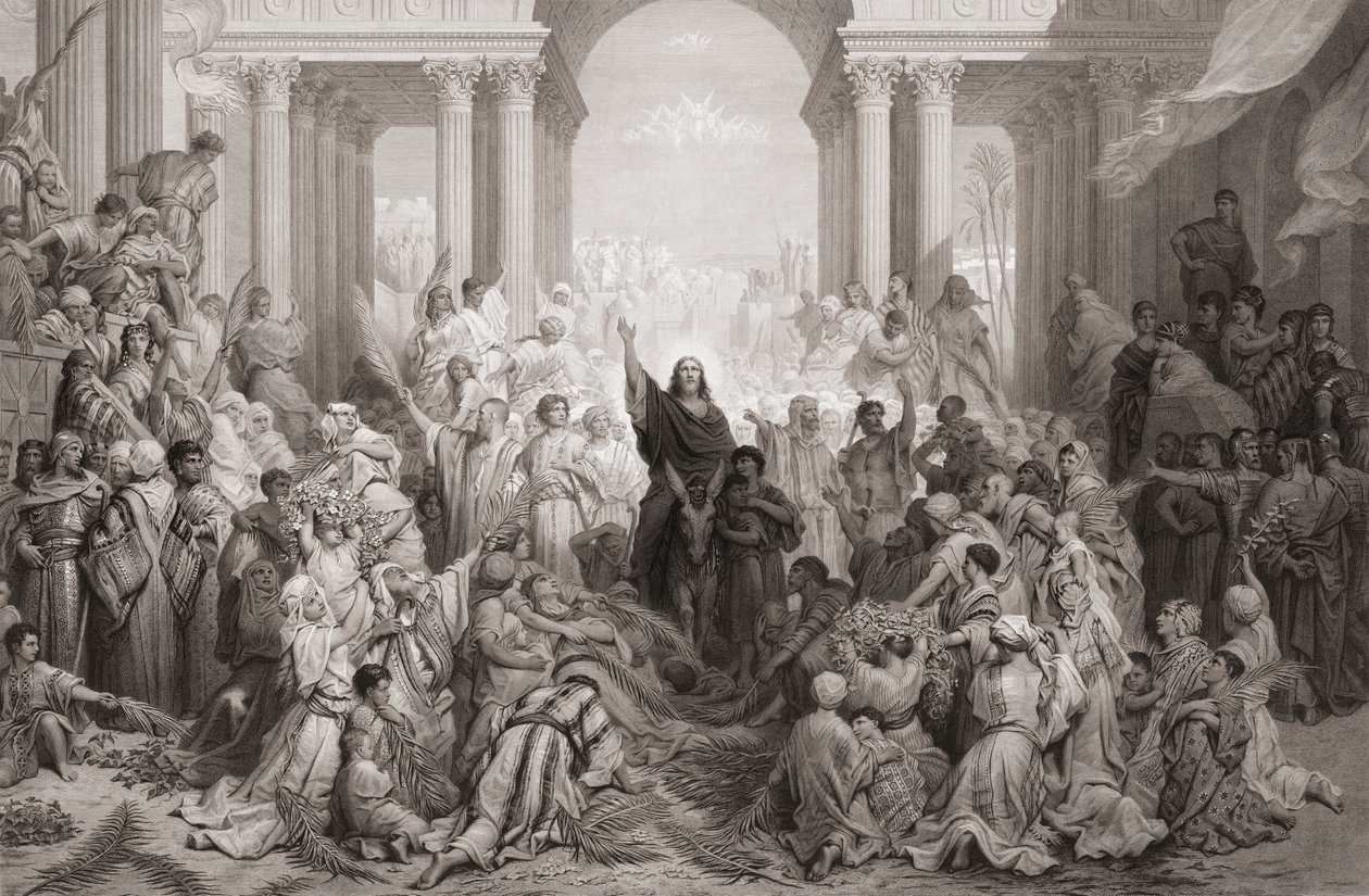 Kristi indtog i Jerusalem af Gustave (after) Dore