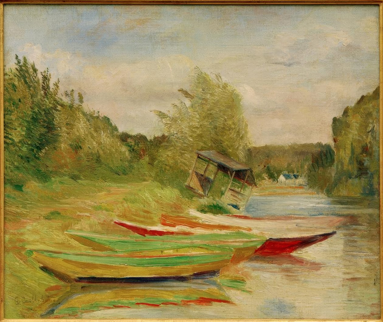 Både og hytter langs Seinen af Gustave Caillebotte