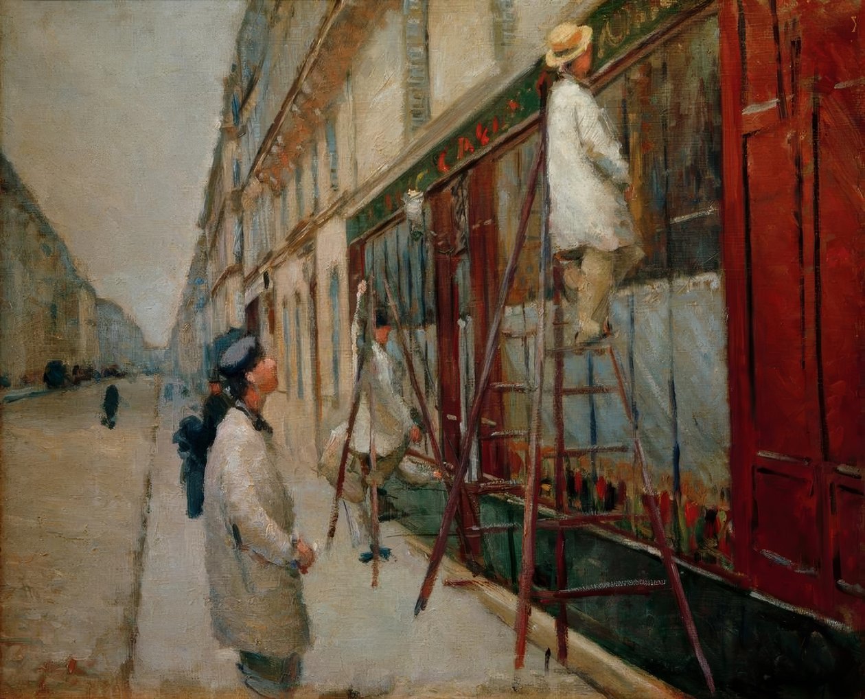 Malere i bygninger (skitse) af Gustave Caillebotte