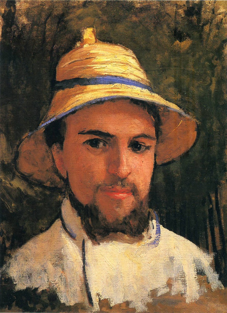 Selvportræt med stråhat af Gustave Caillebotte