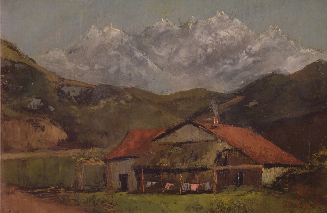 En hytte i bjergene af Gustave Courbet