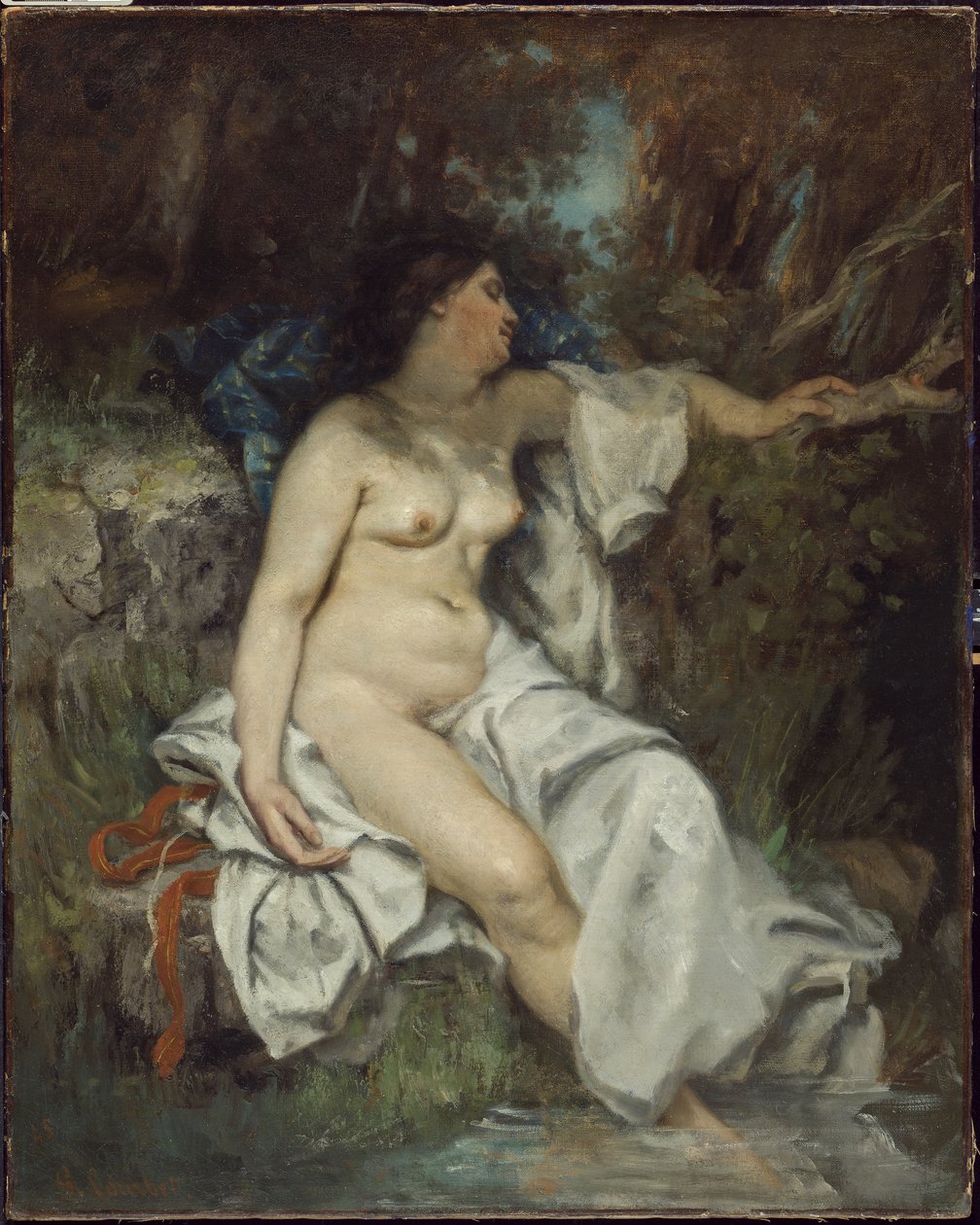 Badende sover ved en bæk, 1845 af Gustave Courbet
