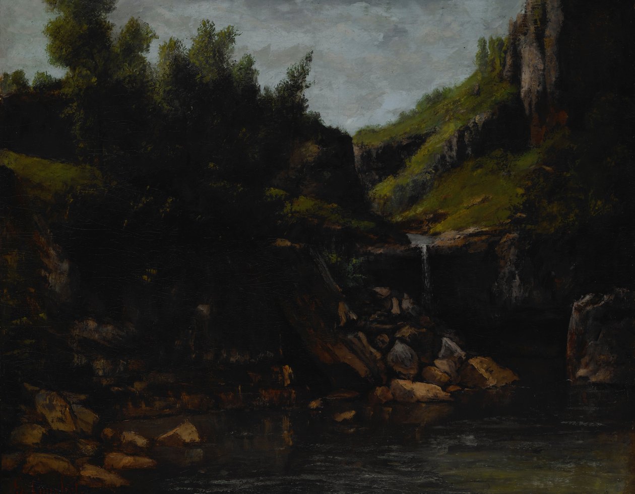 Kaskade i et klippelandskab af Gustave Courbet