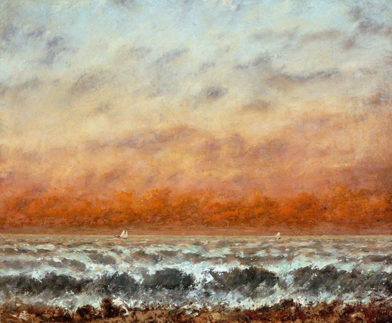 Marine (olie på lærred) af Gustave Courbet