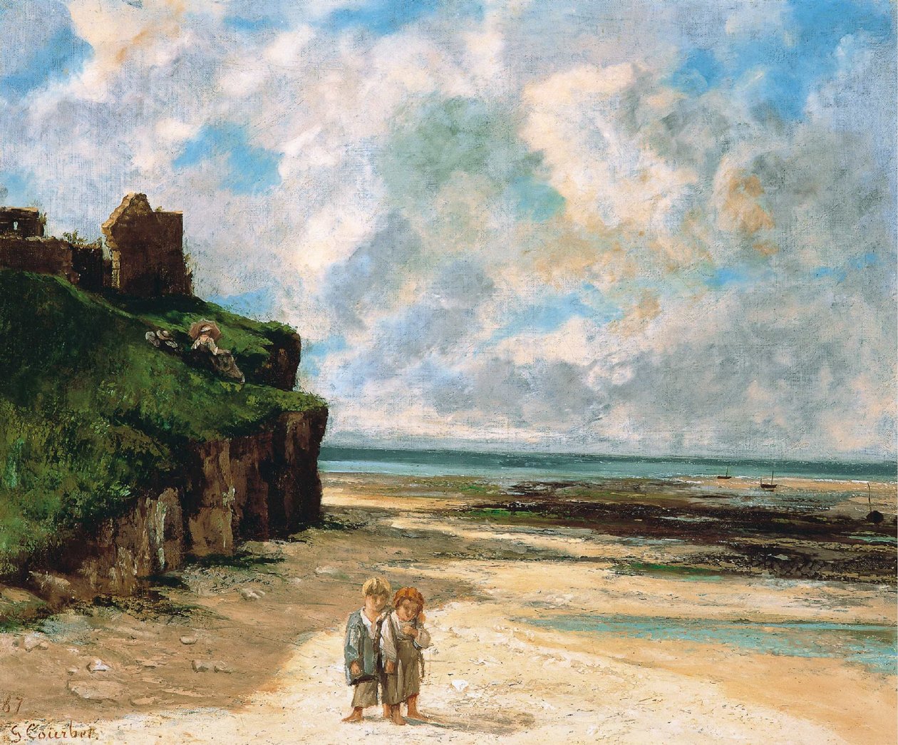 Stranden ved Saint-Aubin-sur-Mer af Gustave Courbet