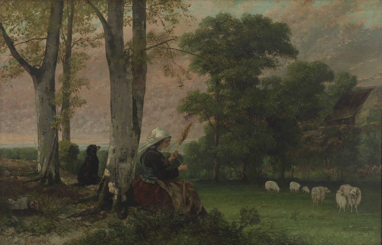 Hyrdinden (Den bretonske spinder) af Gustave Courbet