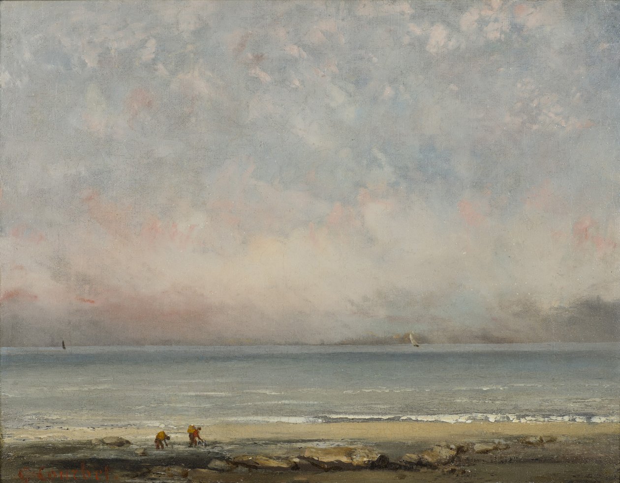 Stranden ved Trouville, ca 1865. af Gustave Courbet