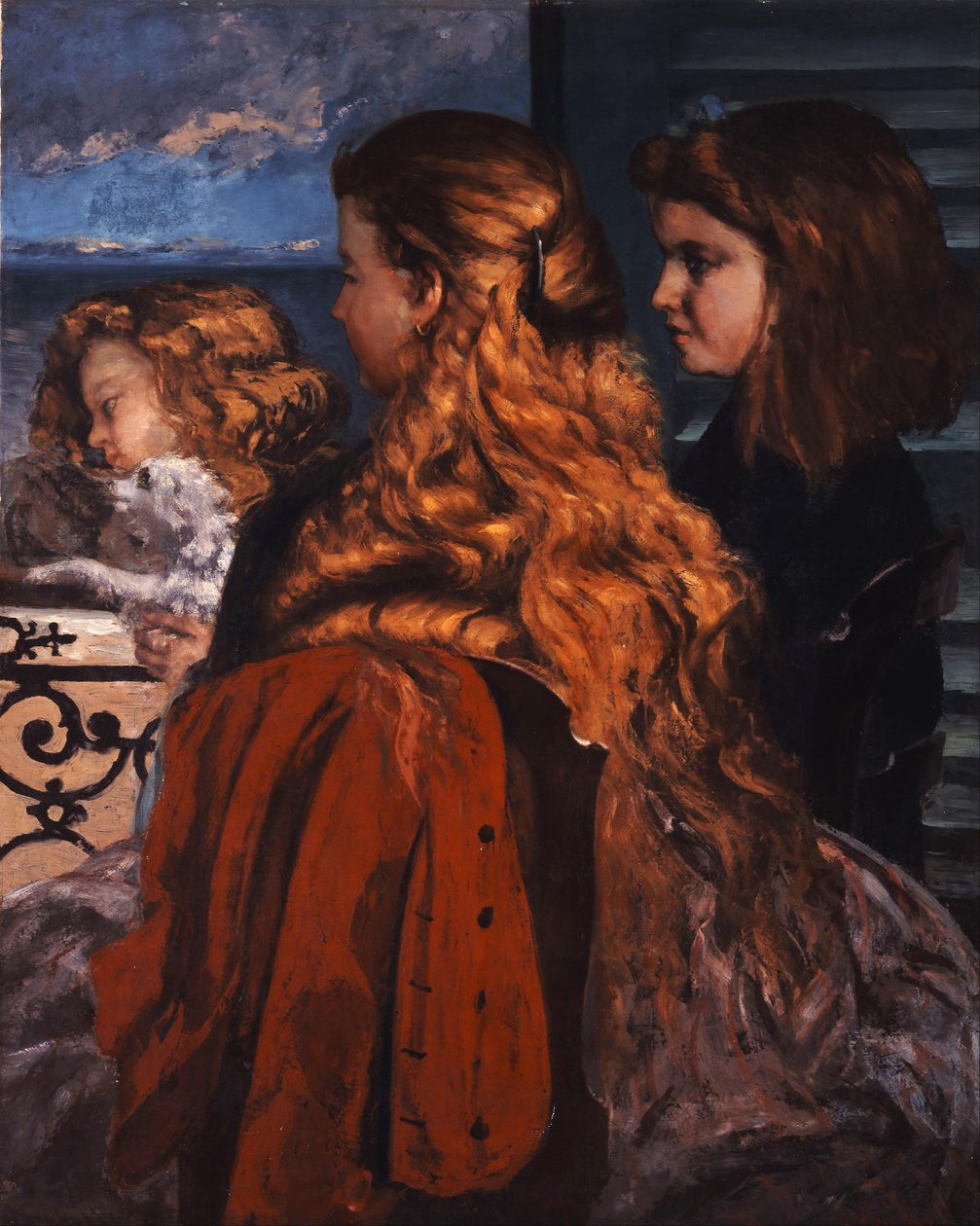 Tre unge engelske kvinder ved et vindue af Gustave Courbet
