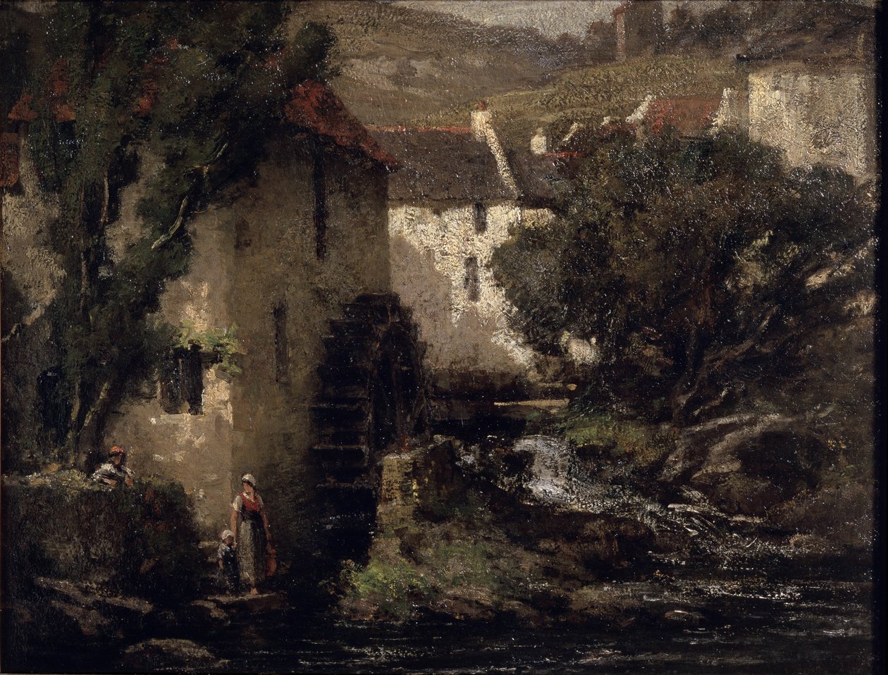 Vandmølle (olie på lærred) af Gustave Courbet