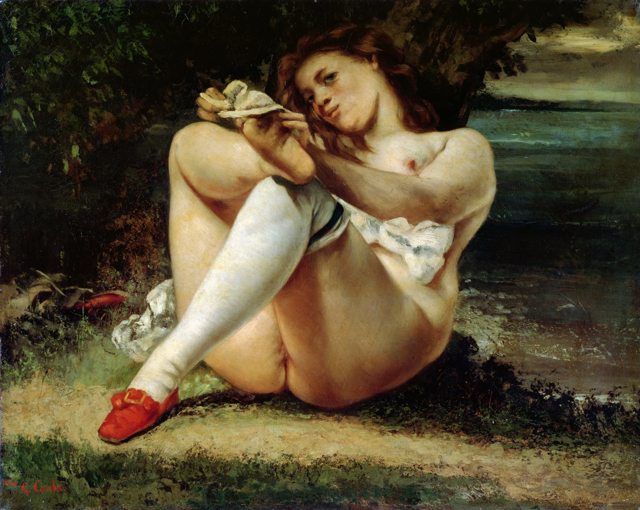Kvinde i hvide strømper, ca. 1861 af Gustave Courbet