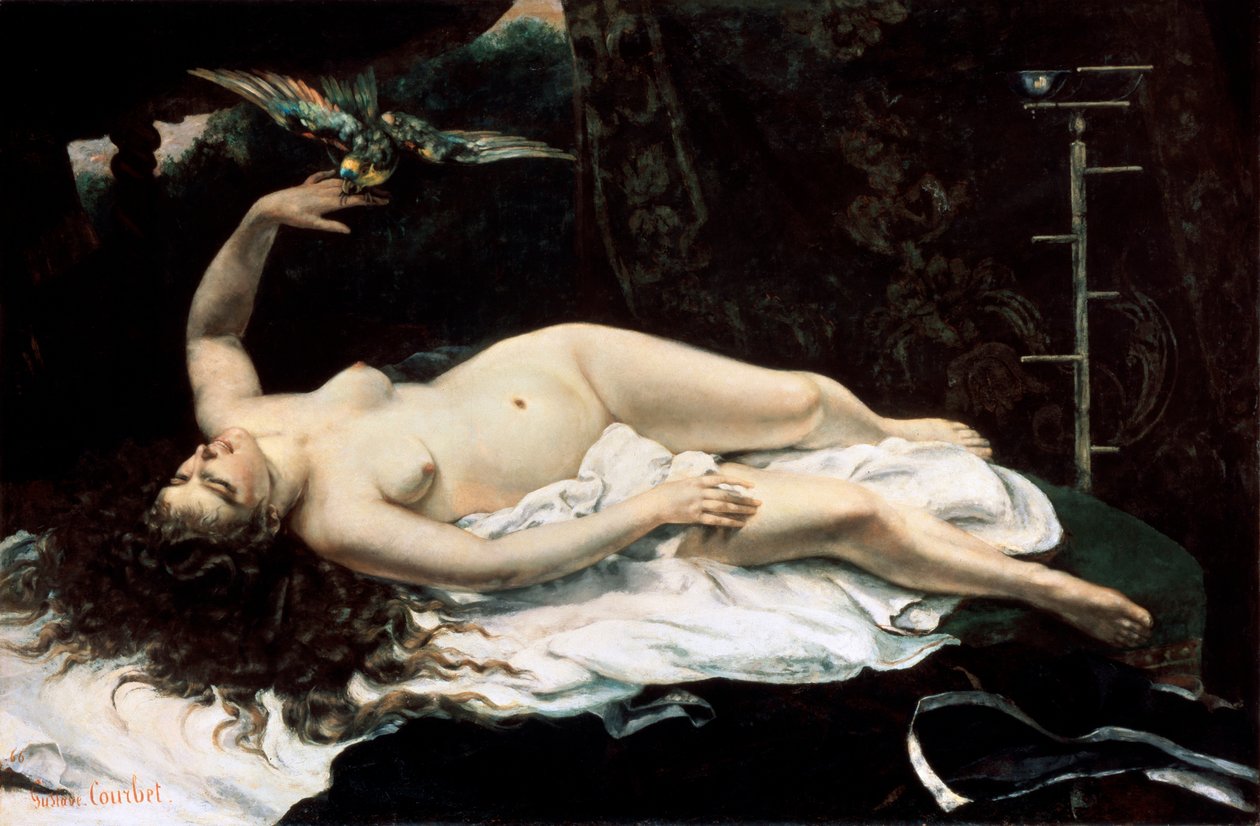 Kvinde med en papegøje, 1866. af Gustave Courbet