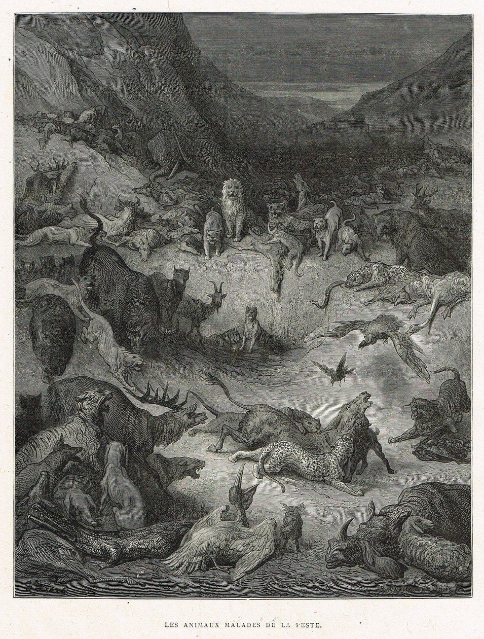 Dyr, der er syge af pest af Gustave Dore