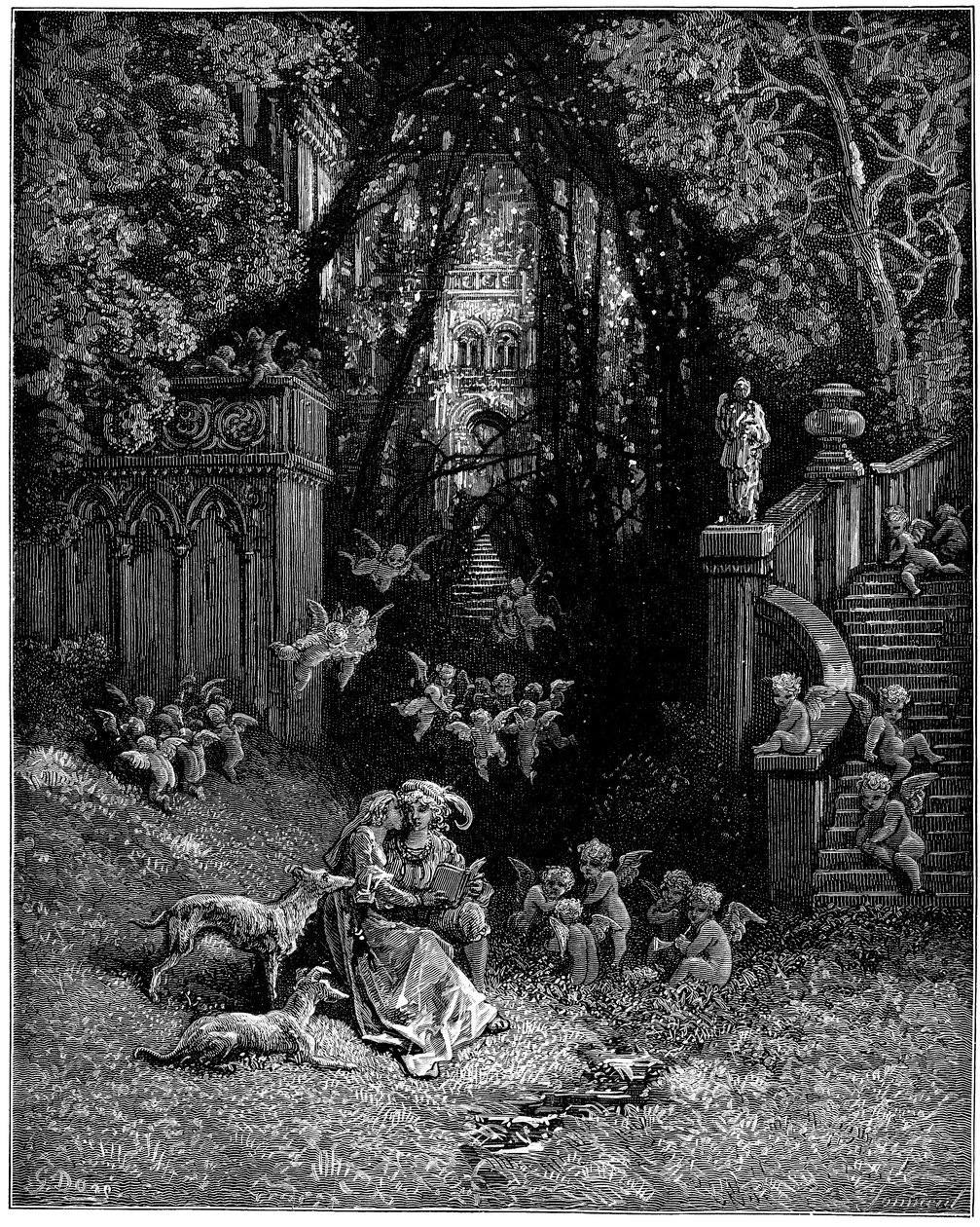 Alcina og Ruggiero som glade elskere, af Gustave Dore