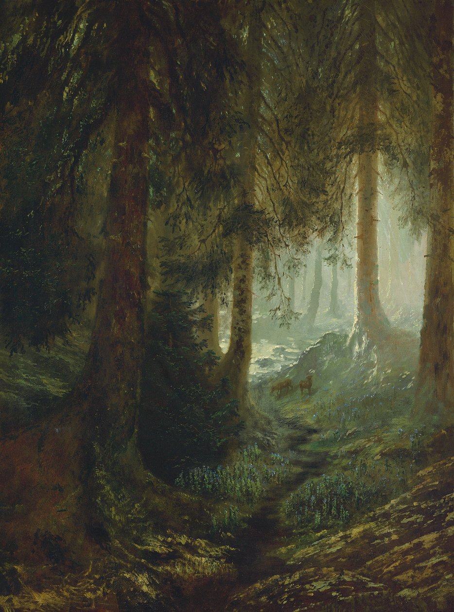 Hjorte i et skovlandskab af Gustave Dore