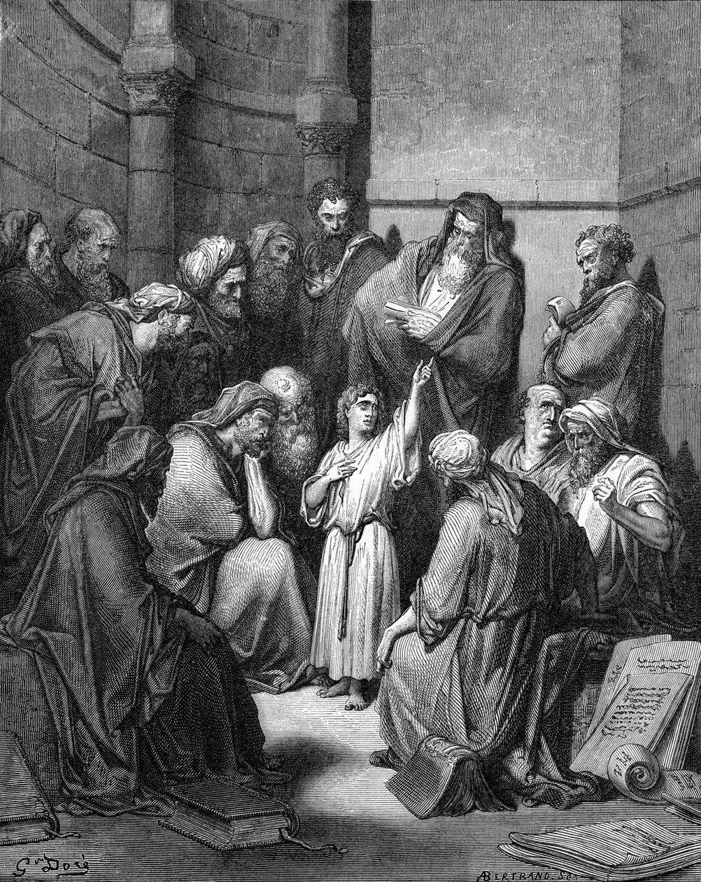 Jesus udspørger lægerne af Gustave Dore