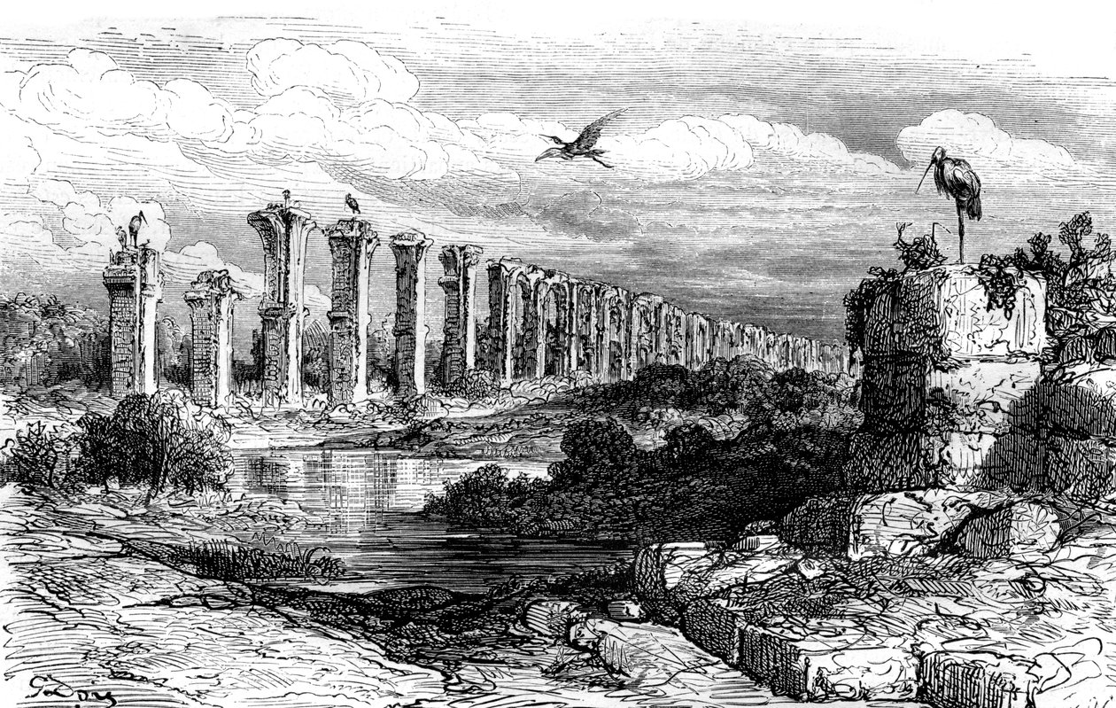 Romersk akvædukt, Merida, Spanien, 1800-tallet af Gustave Dore