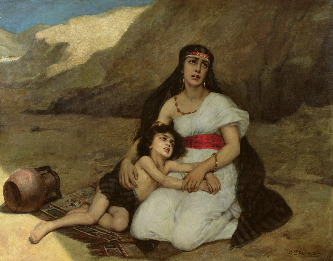 Arabisk kvinde og hendes barn, 1877 af Gustave Krabansky