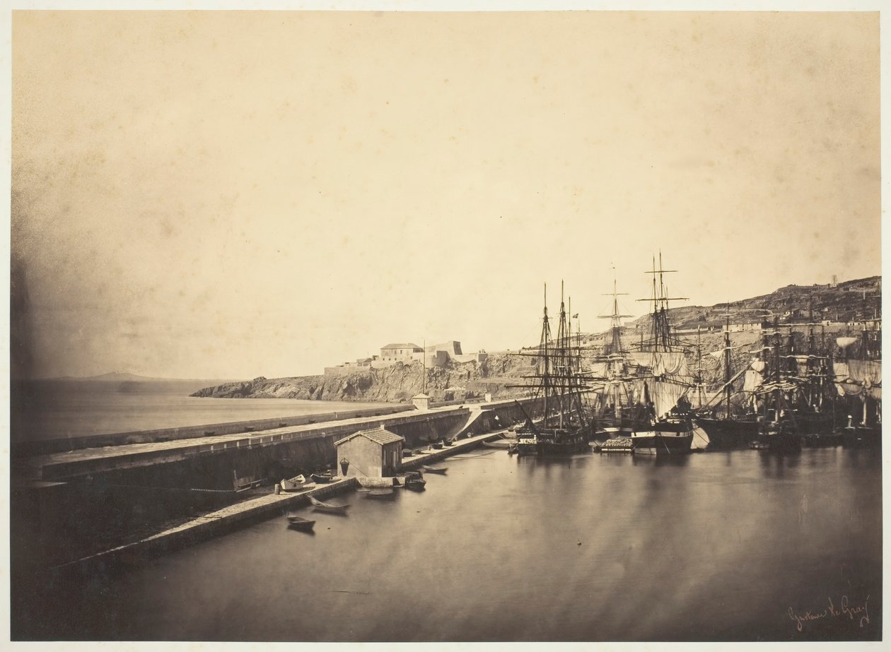 Anløbsbroen ved Sète, 1857. af Gustave Le Gray