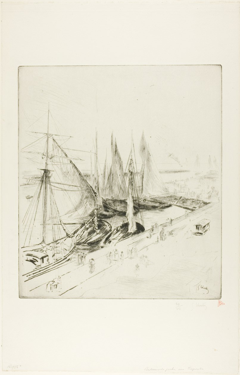 Fiskerbåde i Tréport af Gustave Leheutre