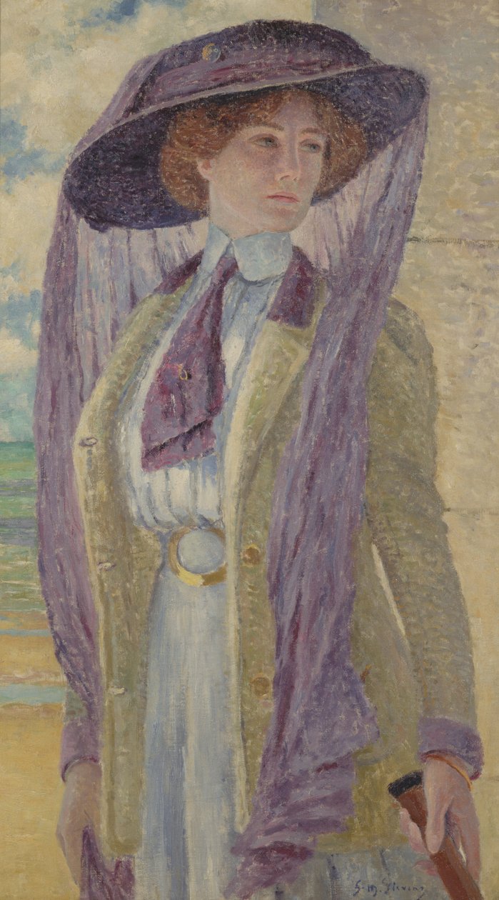Kvinde med lilla hat af Gustave Max Stevens