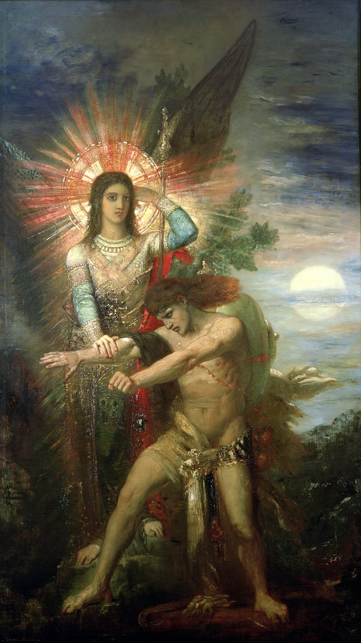 Jakob og englen, 1878 af Gustave Moreau