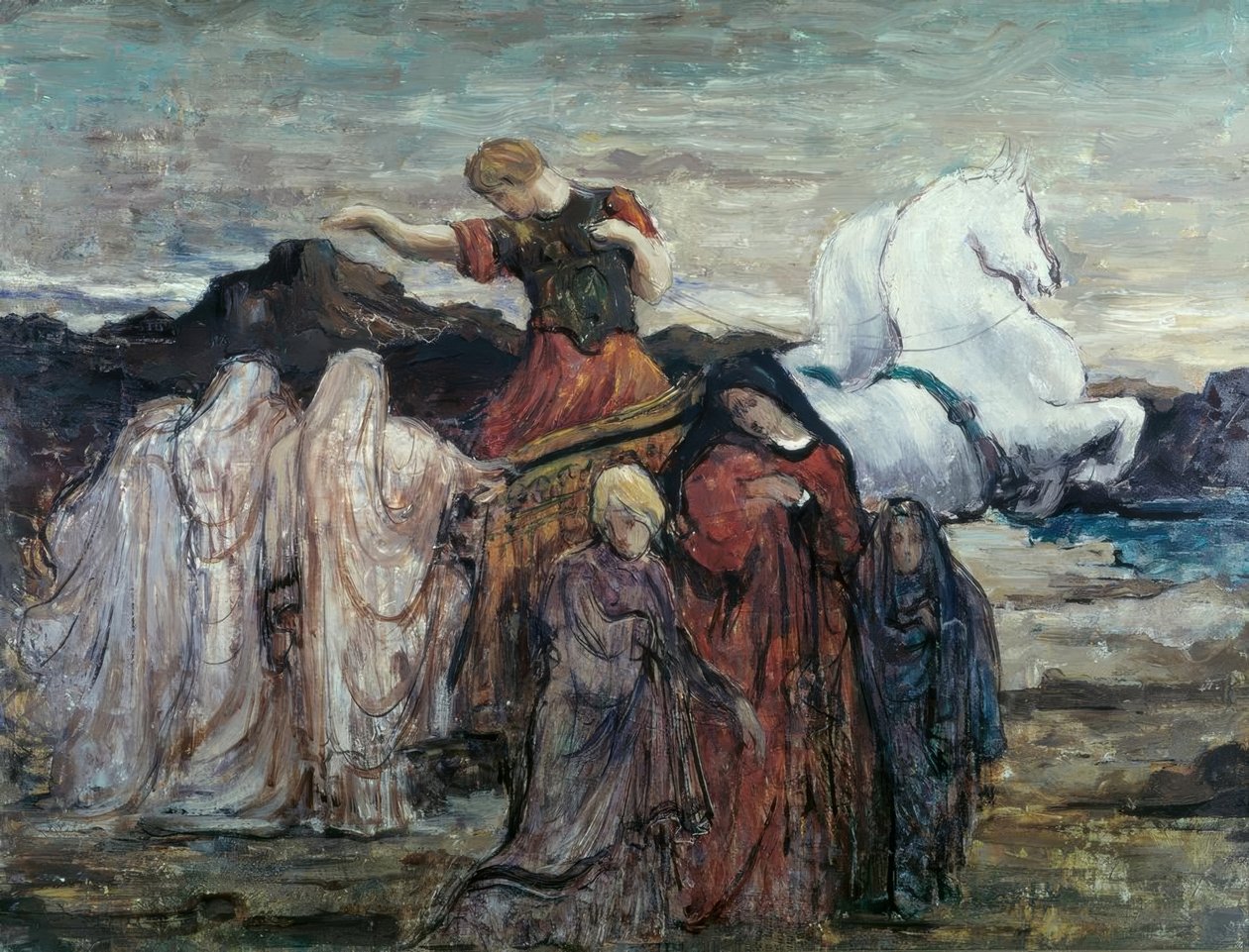 Phaëton og tre kvinder. Mytologisk scene) af Gustave Moreau