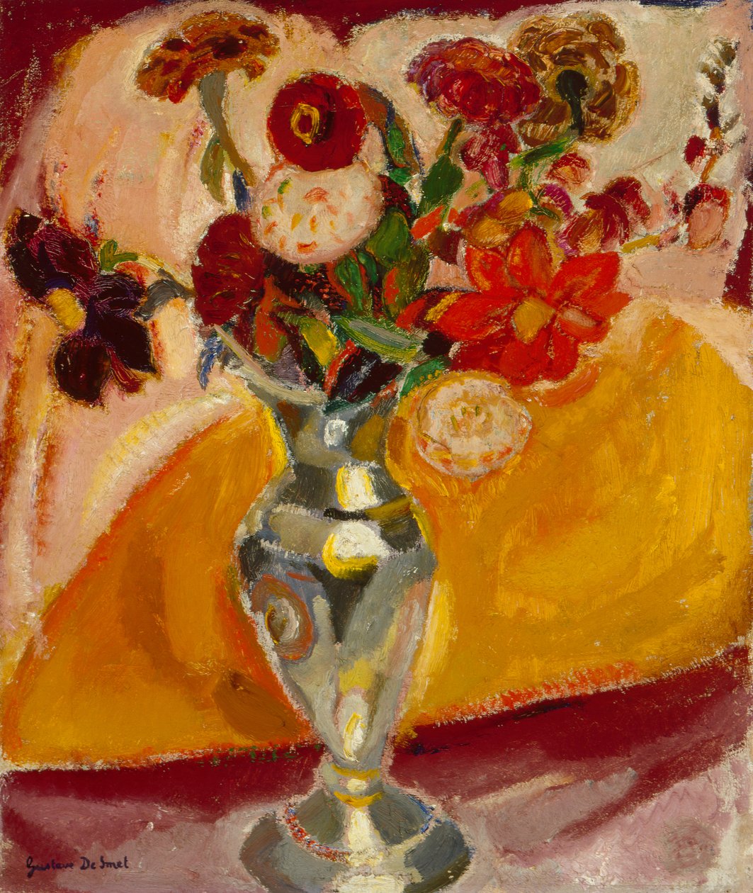 Vase med blomster (olie på lærred) af Gustave de Smet