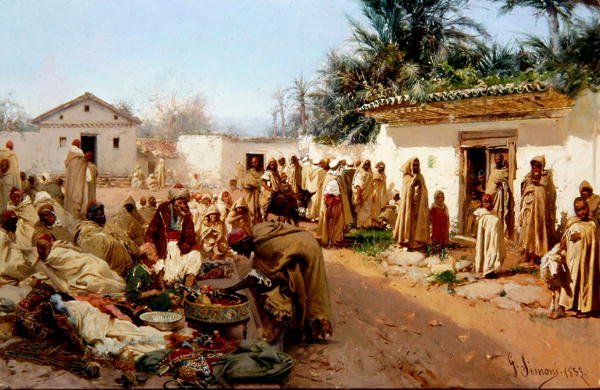 Arabisk landsbyscene af Gustavo Simoni