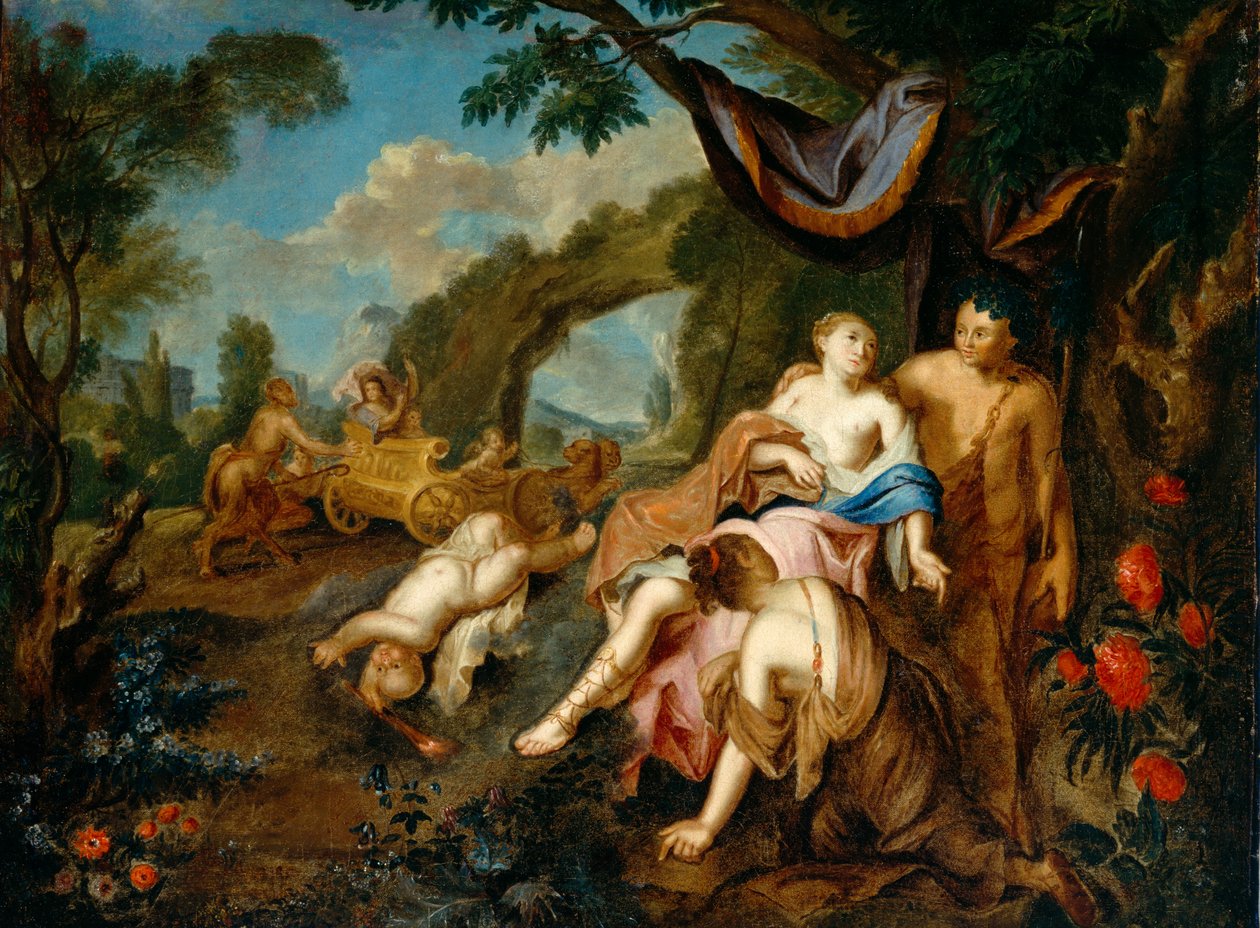 Bacchus og Ariadne, ca. 1725 af Gustavus Hesselius
