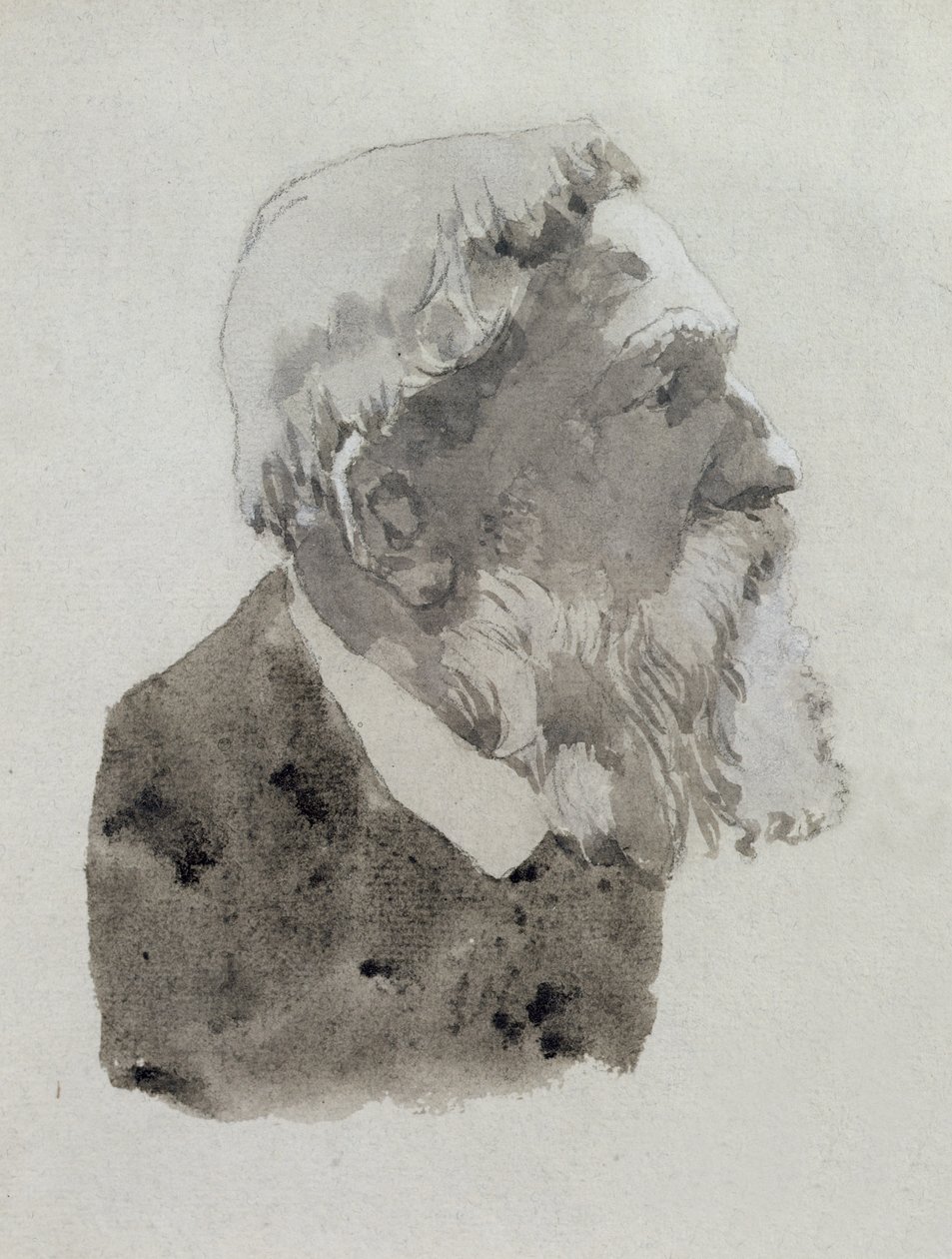 Portrætstudie af August Rodin (wc og blyant på papir) af Gwen John