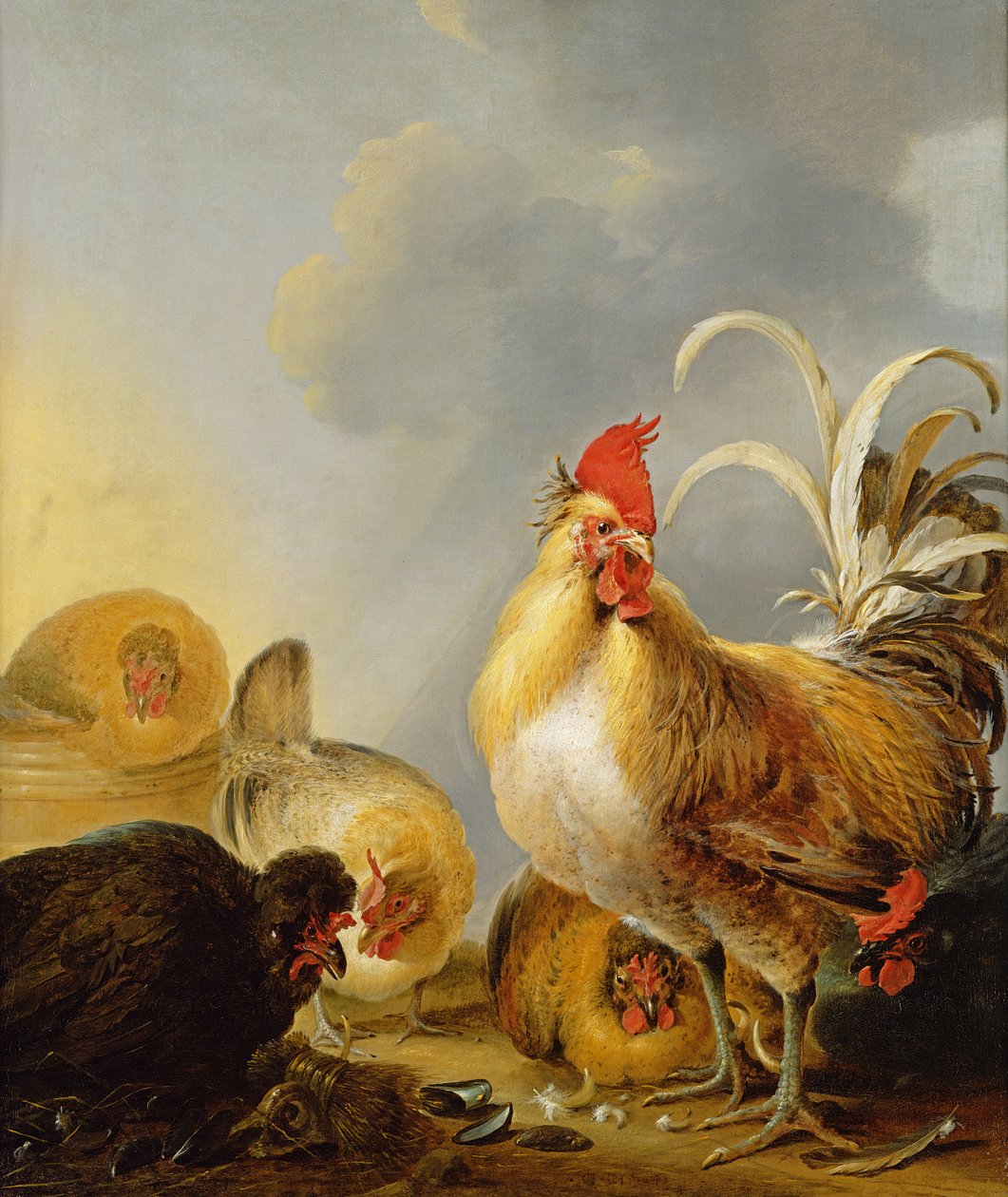 En gruppe gårdhøns, 1643 af Gysbert Hondecoeter