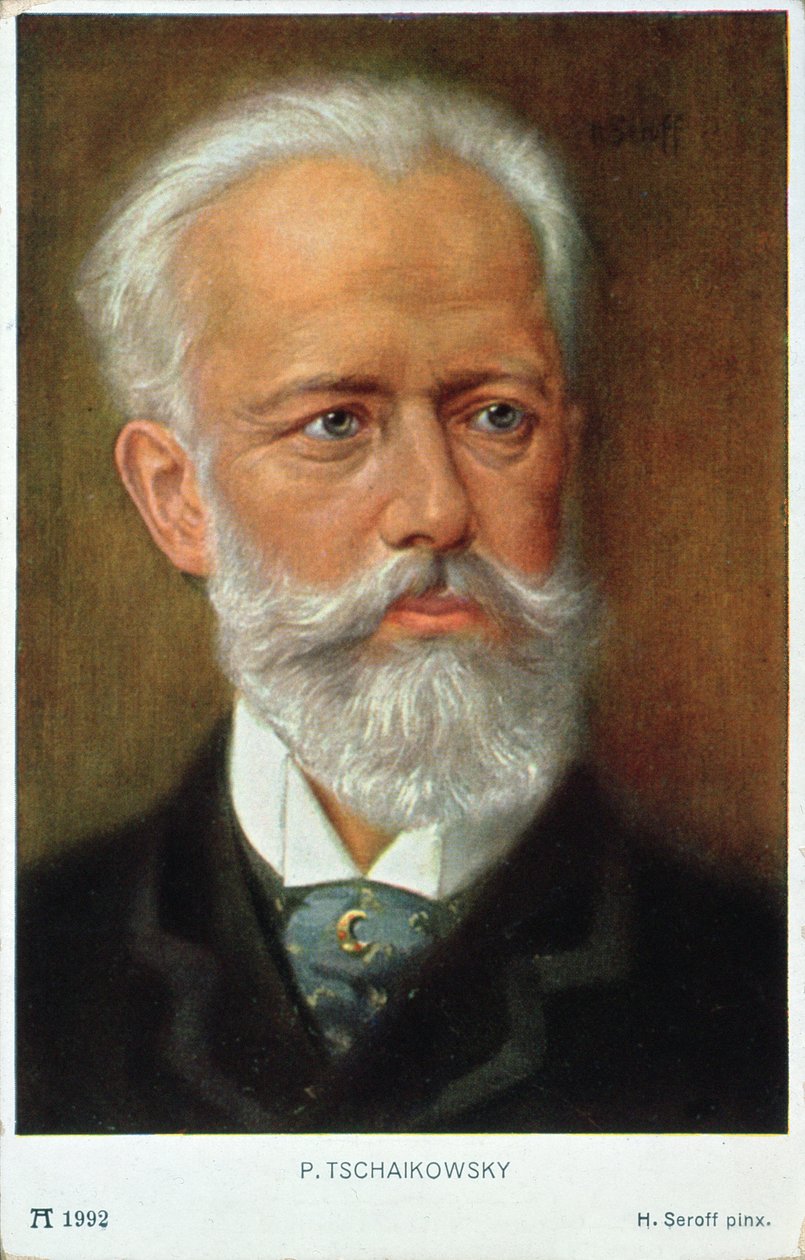 Postkort af Piotr Iljitsj Tjajkovskij (1840-93) af H. Serov