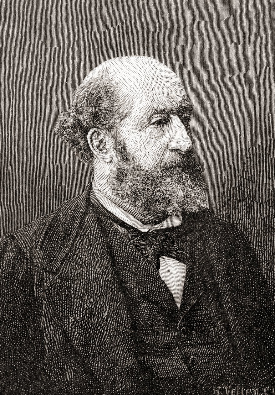 Guillaume Victor Émile Augier, fra The Century Illustrated Monthly Magazine, udgivet 1884 (trægravering) af H. Velten