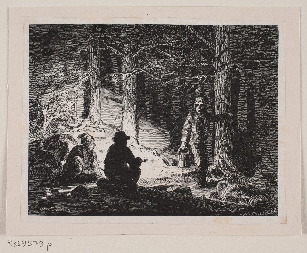 Illustration til "En Sommernat paa Krogskoven" af H.P. Hansen