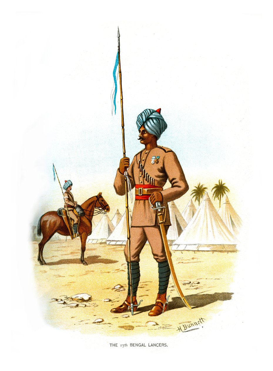 The 13th Bengal Lancers, c1890. af H. Bunnett