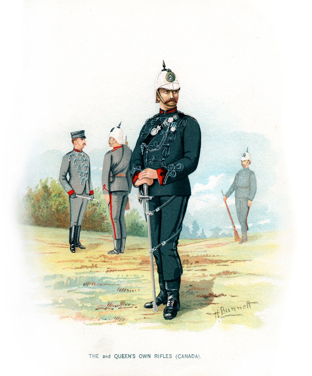 The 2nd Queens Own Rifles Canada, c1890. af H. Bunnett