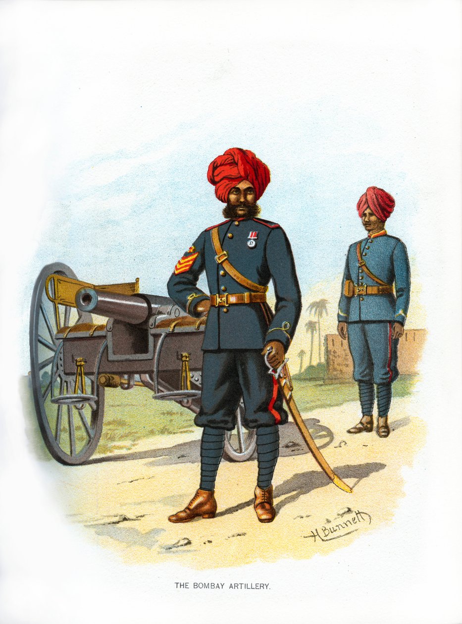 Bombay Artillery, c1890. af H. Bunnett