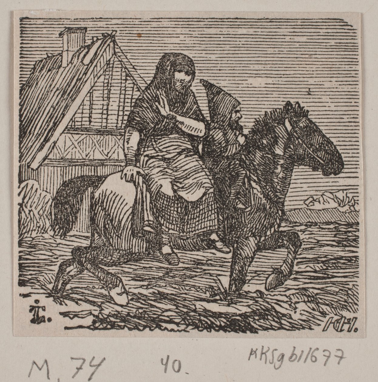 Illustration til "Gjordemoderen og Trolden" af H. C. Henneberg