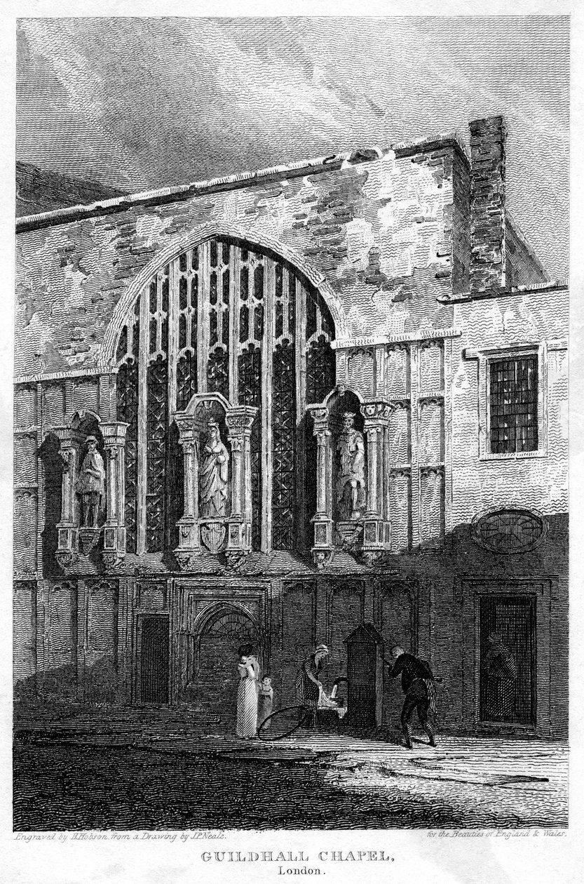 Guildhall Chapel, City of London, 1815. af H. Hobson