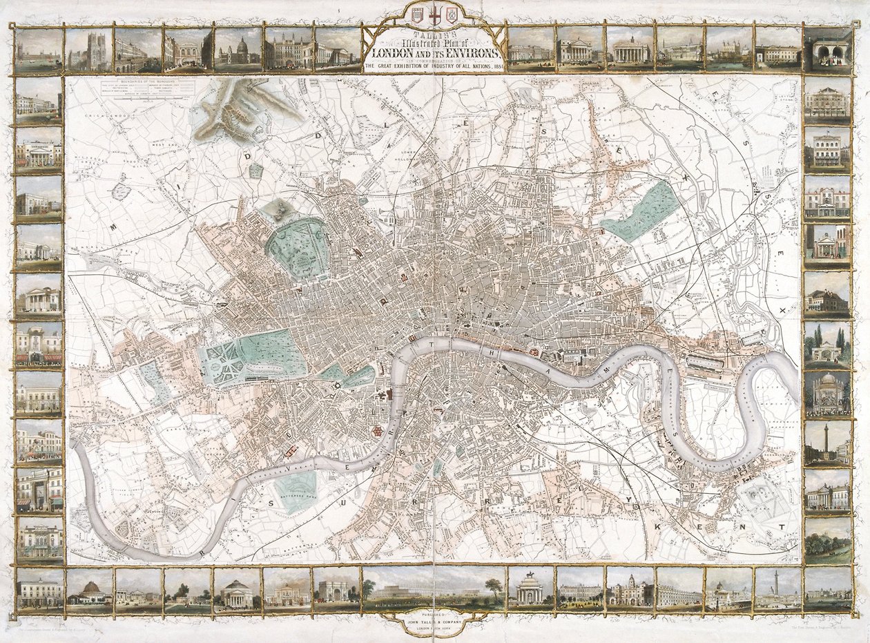 Kort over London, 1851 af H Lacey